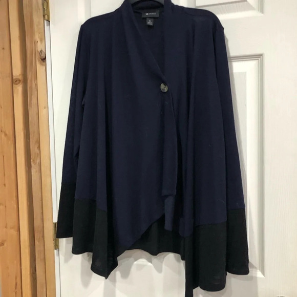 AB Studio Cardigan Wrap XL Navy Blue Flyway - Picture 1 of 7